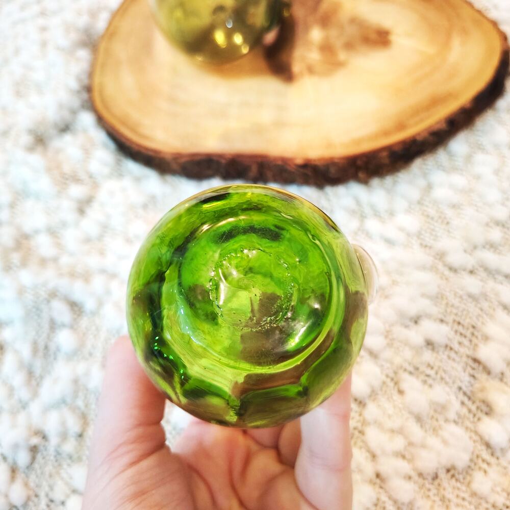 Vintage Hand Blown Glass Mini Pitchers Creamer Green Decor - Picture 4 of 9